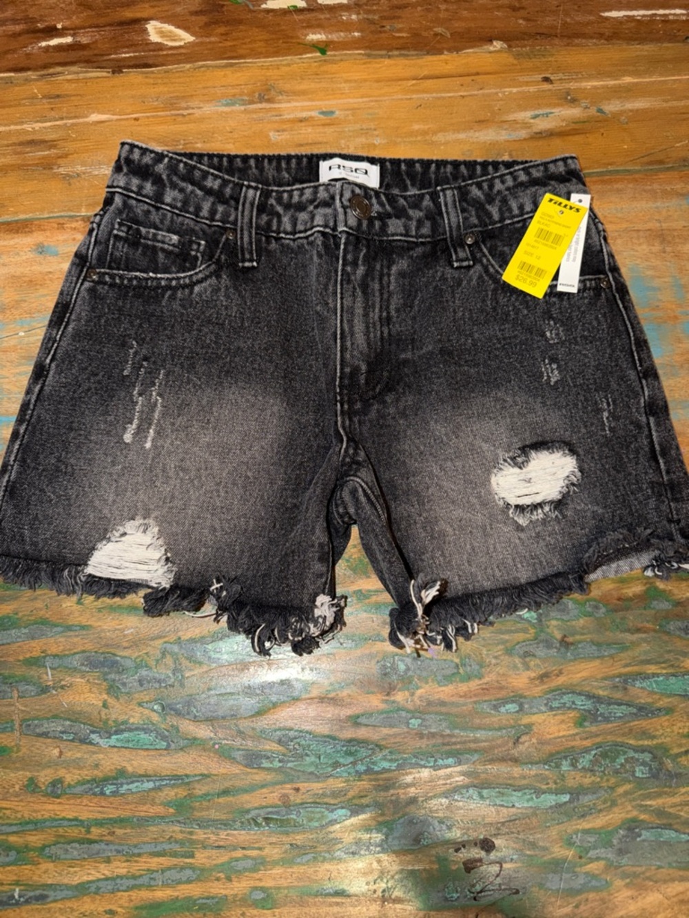 RSQ Black Distressed Denim Kids Shorts